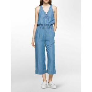Calvin Klein Jeans Chambray Jumpsuit Women's Size S Denim Blue Casual Basics